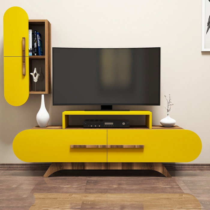 Hanah Home Mueble de TV Rose S - Walnut, Yellow Hanah Home Mueble de TV Rose S - Walnut, Yellow